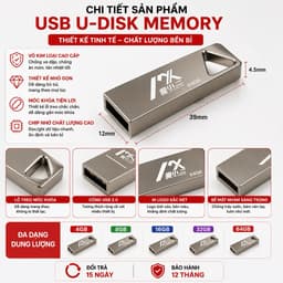 USB 2.0 Kim Loại MX U-DISK MEMORY 4GB/8GB/16GB/32GB/64GB - USB Lưu Trữ Dữ Liệu Tốc Độ Ổn Định, Tương Thích Laptop, PC 4