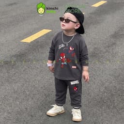 [10-29KG] Bộ Dài Tay Cho Bé Trai KIMCHIBABY Vải Cotton Cao Cấp 190gsm Mềm Mịn Họa Tiết Siêu Nhân Khiên KD601 8