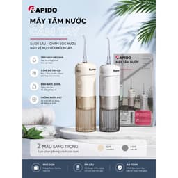 Máy Tăm Nước Cầm Tay Rapido RW200 4 chế độ xịt, chống nước IPX7 pin sạc dùng 30 ngày BH 12 tháng 7