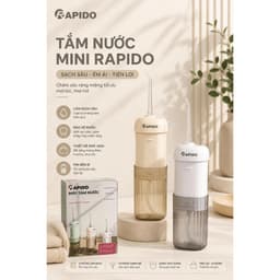 Máy Tăm Nước Cầm Tay Rapido RW200 4 chế độ xịt, chống nước IPX7 pin sạc dùng 30 ngày BH 12 tháng 8