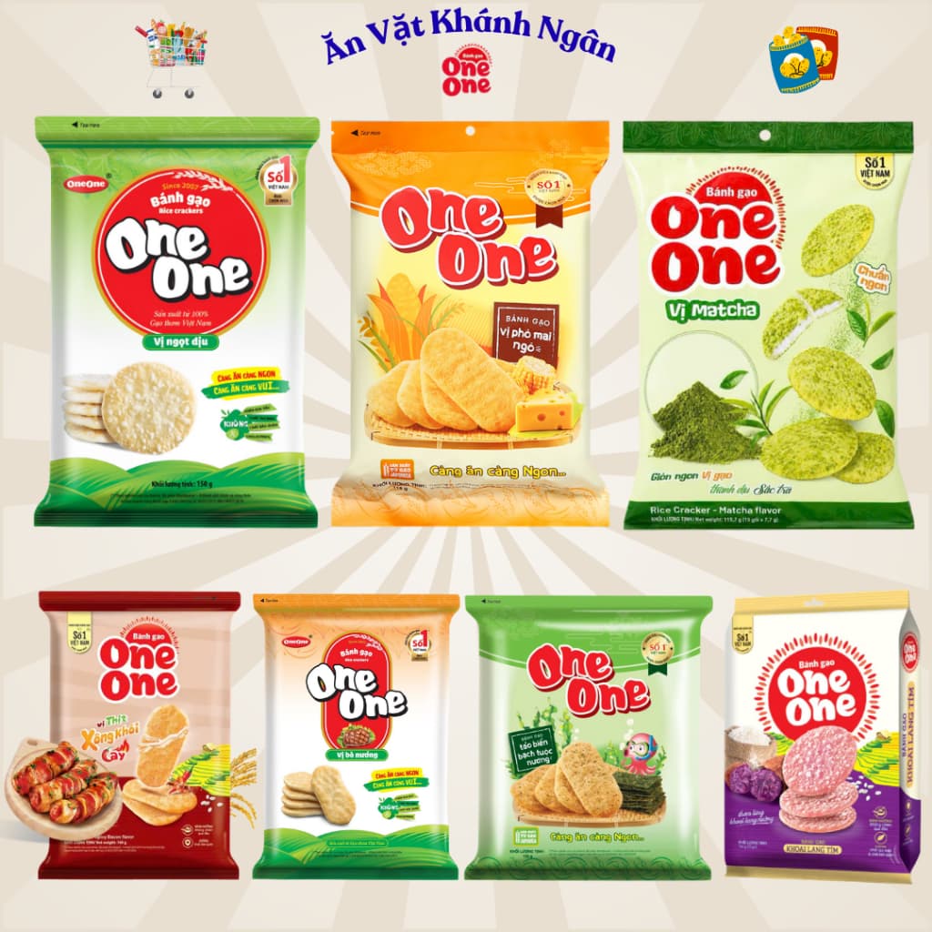 Bánh Gạo One One Mặn - Ngọt Đầy Đủ Các Vị - HÀNG CHÍNH HÃNG