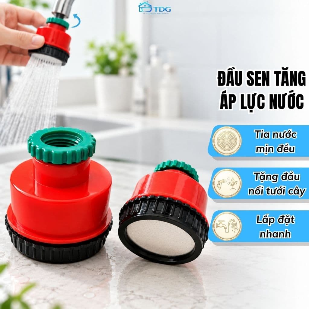 Đầu vòi sen phun tia tăng áp lực nước, đầu vòi nhựa 1000 lỗ phi 21 phi 27 rửa tay rửa rau HH606
