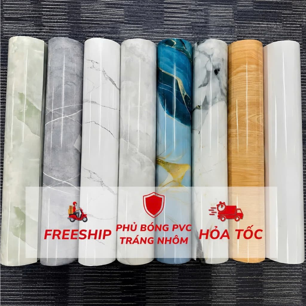 Cuộn Xốp PVC ( 60cm x 3m ) vân đá hoa cương sẵn keo tự dính, siêu đẹp chống thấm nước, phủ bóng