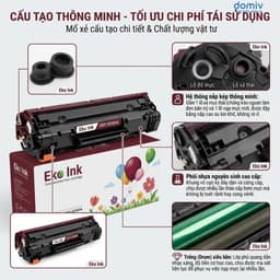 Hộp Mực Eko Ink 35A 36A 85A Cho HP 1005 1536 Canon 6030 3100 In Đậm Nét Có Lỗ Nạp Mực MIVDO 3
