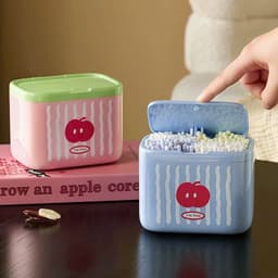 Hộp Đựng Tăm Bông Nắp Bật Tự Động Họa Tiết Táo Dễ Thương 3