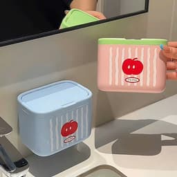 Hộp Đựng Tăm Bông Nắp Bật Tự Động Họa Tiết Táo Dễ Thương 6