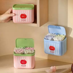 Hộp Đựng Tăm Bông Nắp Bật Tự Động Họa Tiết Táo Dễ Thương 5