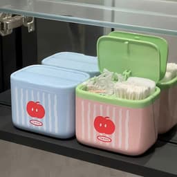 Hộp Đựng Tăm Bông Nắp Bật Tự Động Họa Tiết Táo Dễ Thương 1