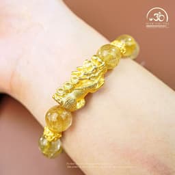Ngọc Đan Tâm - Vòng Tay Thạch Anh Tóc Vàng 9mm 7A Phối Tỳ Hưu 7