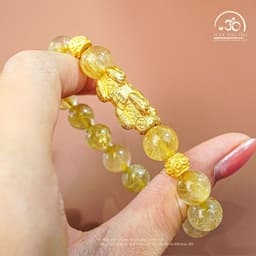Ngọc Đan Tâm - Vòng Tay Thạch Anh Tóc Vàng 9mm 7A Phối Tỳ Hưu 5
