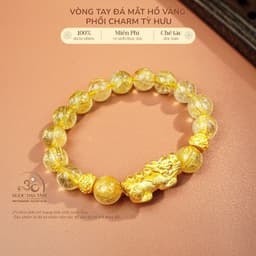 Ngọc Đan Tâm - Vòng Tay Thạch Anh Tóc Vàng 9mm 7A Phối Tỳ Hưu 1
