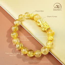 Ngọc Đan Tâm - Vòng Tay Thạch Anh Tóc Vàng 9mm 7A Phối Tỳ Hưu 2