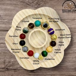Ngọc Đan Tâm - Vòng Tay Đá Phong Thủy Đa Sắc Phối Charm Dzi 1 Mắt 4