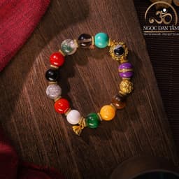 Ngọc Đan Tâm - Vòng Tay Đá Phong Thủy Đa Sắc Phối Charm Dzi 1 Mắt 3
