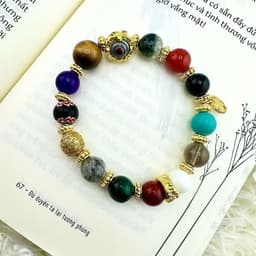 Ngọc Đan Tâm - Vòng Tay Đá Phong Thủy Đa Sắc Phối Charm Dzi 1 Mắt 5