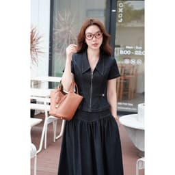 Chân Váy Denim Xoè Nhún Li Diễu Chỉ MACI MCVCVXD0366 Thời Trang Nữ Thiết Kế Độc Quyền 5