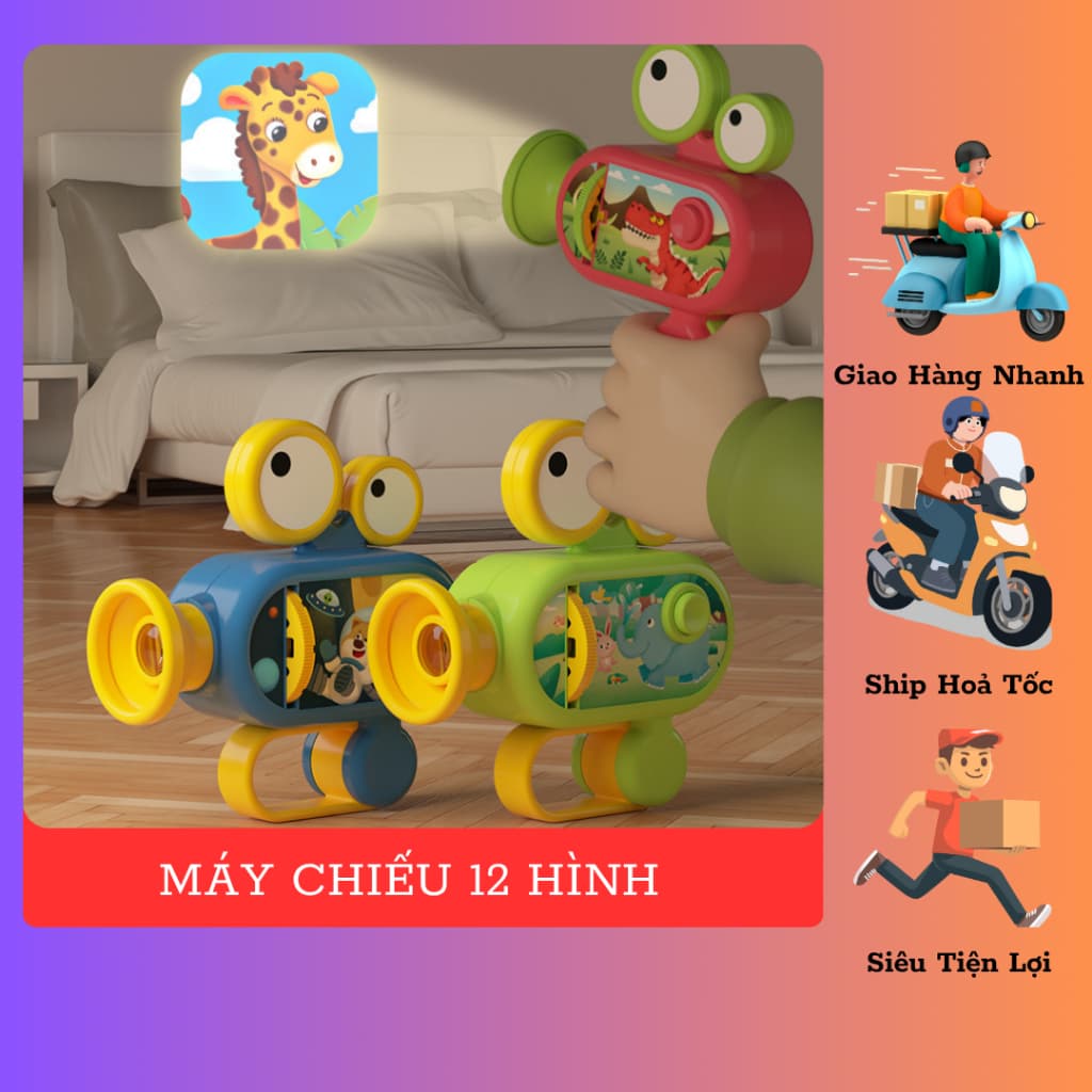 [ SIÊU RẺ ] MÁY CHIẾU HÌNH 12 ĐĨA CHỦ ĐỀ – 96 HÌNH ẢNH SINH ĐỘNG CHO BÉ 🌟