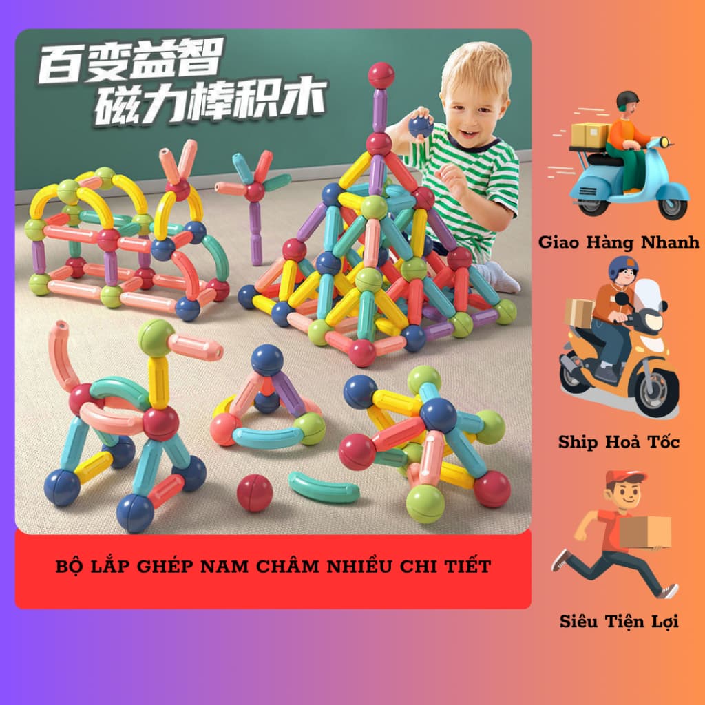 [ Thông Minh ]🌈 BỘ LẮP GHÉP NAM CHÂM NHIỀU CHI TIẾT – PHÁT TRIỂN TƯ DUY & SÁNG TẠO CHO BÉ 🌈🧲
