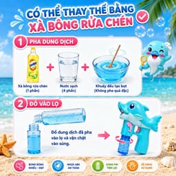 Súng đồ chơi bắn bong bóng xà phòng hình cá heo ,có đèn ,nhạc , phun bong bóng tự động cho bé 5
