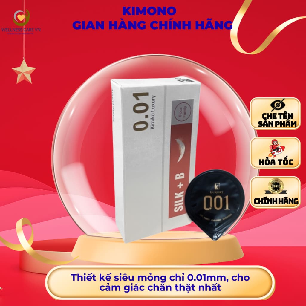 Bao Cao Su Kimono 001 – Siêu Mỏng 0.01mm, Co Giãn Tốt, Mang Lại Cảm Giác Chân Thật