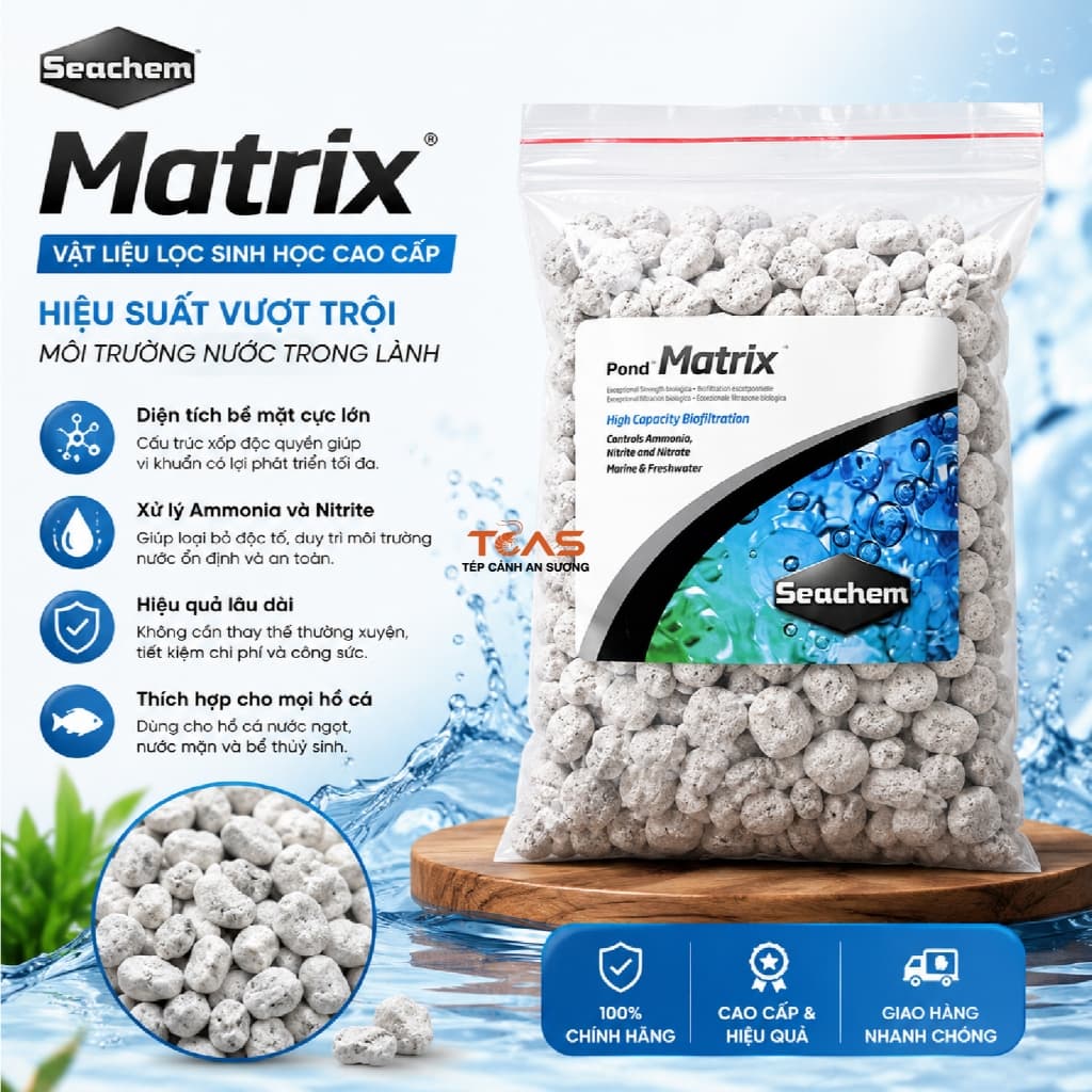 Seachem Matrix 1L - Vật liệu lọc sinh học cao cấp cho bể cá, bể thủy sinh, hồ Koi | Nơi trú ẩn vi sinh