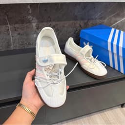 [HÀNG SẴN - SC] Giày thể thao nữ Sam.ba Ja_ne màu hồng trắng pastel - giày búp bê ballet xinh, đế nâu vintage dễ phối đồ 4