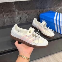 [HÀNG SẴN - SC] Giày thể thao nữ Sam.ba Ja_ne màu hồng trắng pastel - giày búp bê ballet xinh, đế nâu vintage dễ phối đồ 1