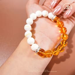 Ngọc Đan Tâm - Vòng Tay Hoàng Bạch ( Thạch Anh Vàng 5A 9mm + Vỏ Sò Tai Tượng 3A 10mm ) 3