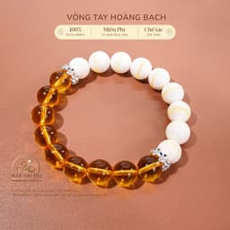 Ngọc Đan Tâm - Vòng Tay Hoàng Bạch ( Thạch Anh Vàng 5A 9mm + Vỏ Sò Tai Tượng 3A 10mm ) 1