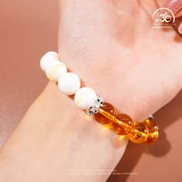 Ngọc Đan Tâm - Vòng Tay Hoàng Bạch ( Thạch Anh Vàng 5A 9mm + Vỏ Sò Tai Tượng 3A 10mm ) 4