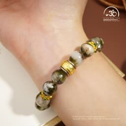 Ngọc Đan Tâm - Vòng Tay Mắt Rồng Xanh Phối Charm Hạt Trống Zakiram 10mm 2A 7