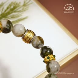 Ngọc Đan Tâm - Vòng Tay Mắt Rồng Xanh Phối Charm Hạt Trống Zakiram 10mm 2A 4