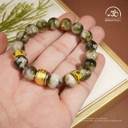 Ngọc Đan Tâm - Vòng Tay Mắt Rồng Xanh Phối Charm Hạt Trống Zakiram 10mm 2A 3