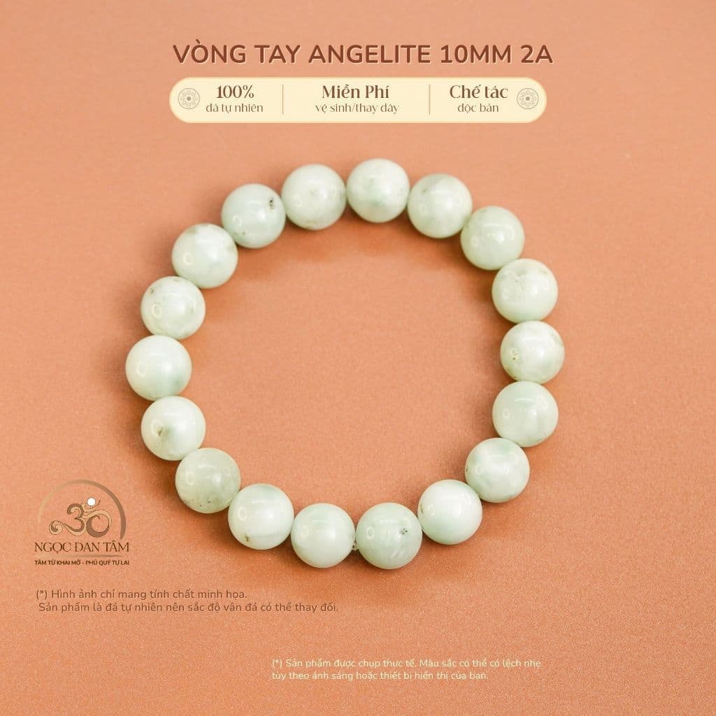 Ngọc Đan Tâm - Vòng Tay Đá Angelite 10mm 2A - Mệnh Thuỷ