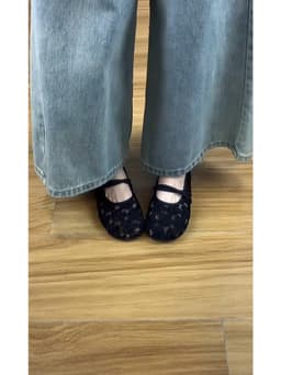 Giày Búp Bê Nữ Quai Ngang SETINA Ren Hoa Nổi Quai Đôi Đế Bệt (Chân Mập Tăng Size) GSRH320 8
