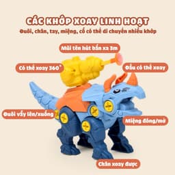 Bộ lắp ráp khủng long đáng yêu cho bé, bộ ghép hình kích thích phát triển trí não chất liệu nhựa ABS 3