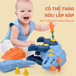 Bộ lắp ráp khủng long đáng yêu cho bé, bộ ghép hình kích thích phát triển trí não chất liệu nhựa ABS 5