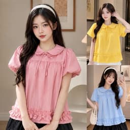Áo kiểu babydoll xinh xắn tay phồng cổ bèo sen cột nơ dễ thương xinh xắn AP959 2