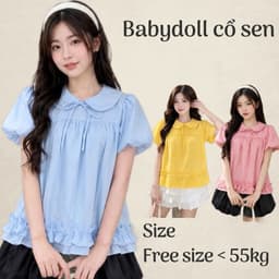 Áo kiểu babydoll xinh xắn tay phồng cổ bèo sen cột nơ dễ thương xinh xắn AP959 1