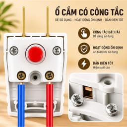 PHÍCH CẮM ĐIỆN NÚT BẤM - COMBO 2 CÁI | PHÍCH CẮM 2 CHÂN 2500W 10A CHÂN ĐỒNG NHỰA PC CHỐNG CHÁY 7