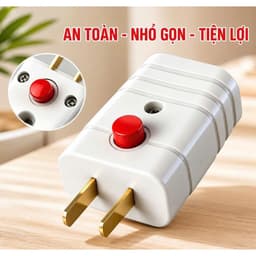 PHÍCH CẮM ĐIỆN NÚT BẤM - COMBO 2 CÁI | PHÍCH CẮM 2 CHÂN 2500W 10A CHÂN ĐỒNG NHỰA PC CHỐNG CHÁY 3