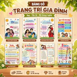 [Mẫu Mới] Bảng 5 Câu Thần Chú, Quy Tắc Gia Đình, Quy Tắc Hạnh Phúc In Màu - Bảng Trang Trí Gia Đình 3