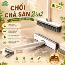 Cây Chà Sàn Nhà Tắm, Chổi Chà Sàn Và Gạt Nước Đa Năng 2 Trong 1, Chổi Cọ Nhà Vệ Sinh Dài 100cm EzHome 1