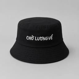 NÓN bucker màu đen thêu chữ đa dạng chữ ,thời trang-unisex 7