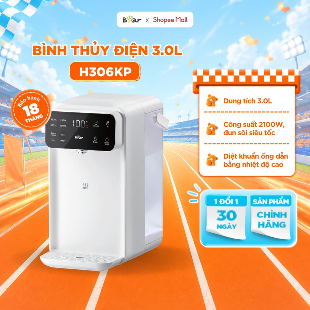 [MỚI] Bình Thủy Điện Bear 3L WDS-H306KP Bình Đun Nước Nóng Trực Tiếp Chuẩn Nhiệt 13 Mức Nhiệt Tùy Chỉnh Pha Trà Pha Sữa