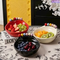Bát nhựa giả sứ đựng hoa quả kèm dĩa sang trọng tiện lợi 5