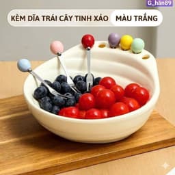 Bát nhựa giả sứ đựng hoa quả kèm dĩa sang trọng tiện lợi 7