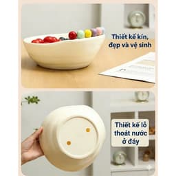 Bát nhựa giả sứ đựng hoa quả kèm dĩa sang trọng tiện lợi 9