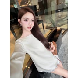 ( BIGSIZE ) VN132 SET ÁO LỤA PHỐI REN HỞ LƯNG PHỐI “ CHUN NƠ “ KÈM QUẦN SANG CHẢNH BY CARROTSHOP 2