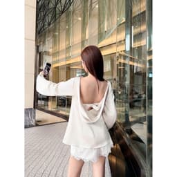 ( BIGSIZE ) VN132 SET ÁO LỤA PHỐI REN HỞ LƯNG PHỐI “ CHUN NƠ “ KÈM QUẦN SANG CHẢNH BY CARROTSHOP 3